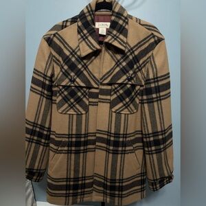 J. Crew Tan Plaid Men’s Overcoat